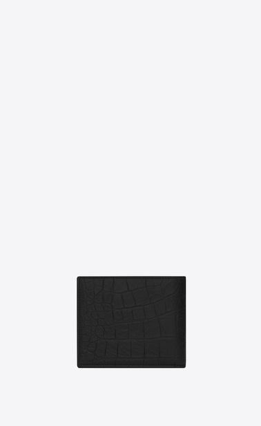 SAINT LAURENT Monogram SLG メンズ モノグラム・サンローラン イースト/ウェストウォレット(ブラック/クロコダイルエンボスレザー) b_V4